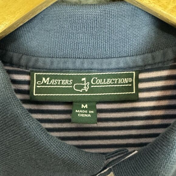 S Masters Collection Shirt Mens M Purple Striped Golf Polo Cotton‎ Short Sleeve - Picture 3 of 8